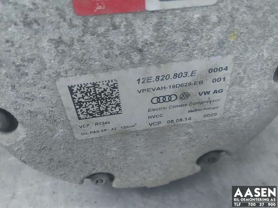 Aircondition kompressor elbil til VW E-Up 2013-2019  (12E 820 803 E|5QE 816 803 L|)