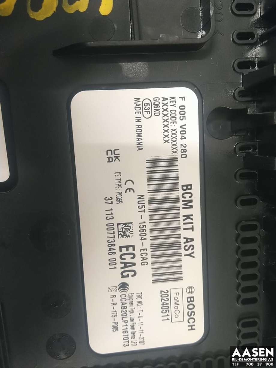 Styreenhet comfort (BCM) til Ford Transit Courier 2024-->> (Type II) (2707411|NU5T-15604-ECAG|)