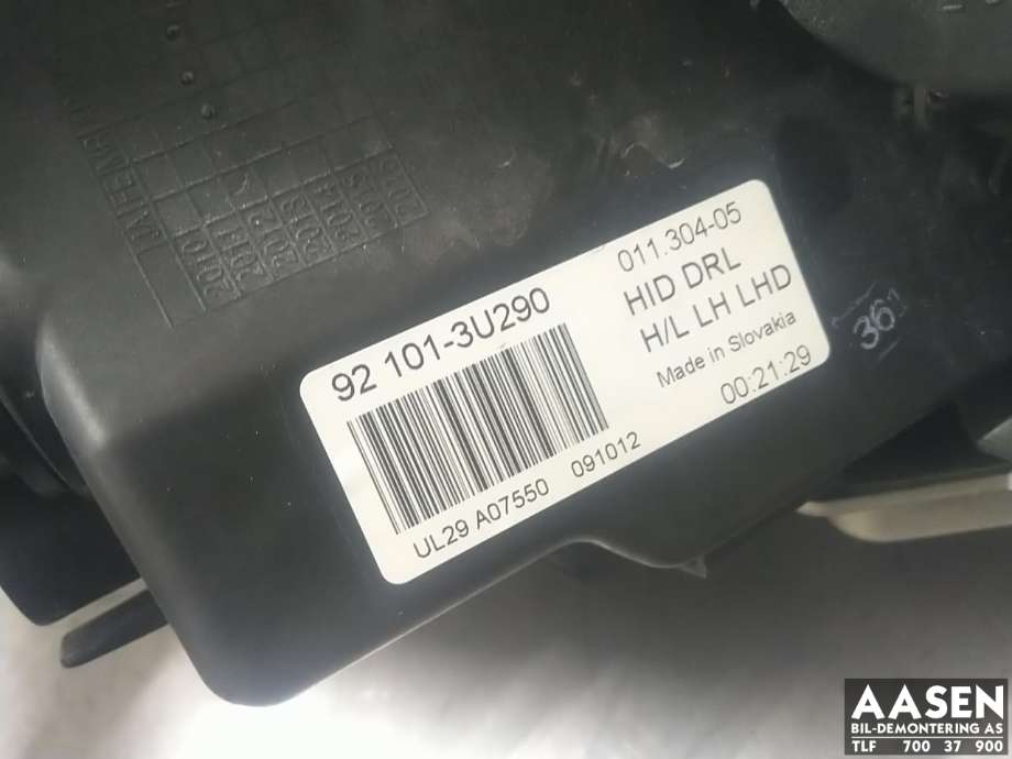 Frontlykt venstre xenon til Kia Sportage 2010-2016 (Type III)  (92102 3U111|92102 3U290|)