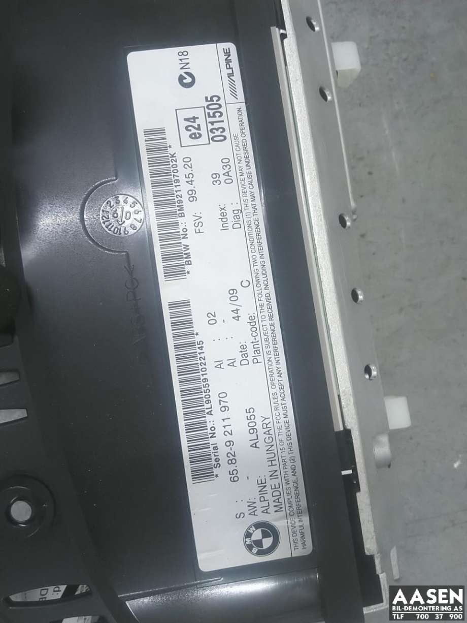 Bilstereo navigasjon skjerm til BMW 3-Serie 2005-2011 (E90/E91/E92/E93) (E90/E91/E92/E93) (65 82 9 211 970|)