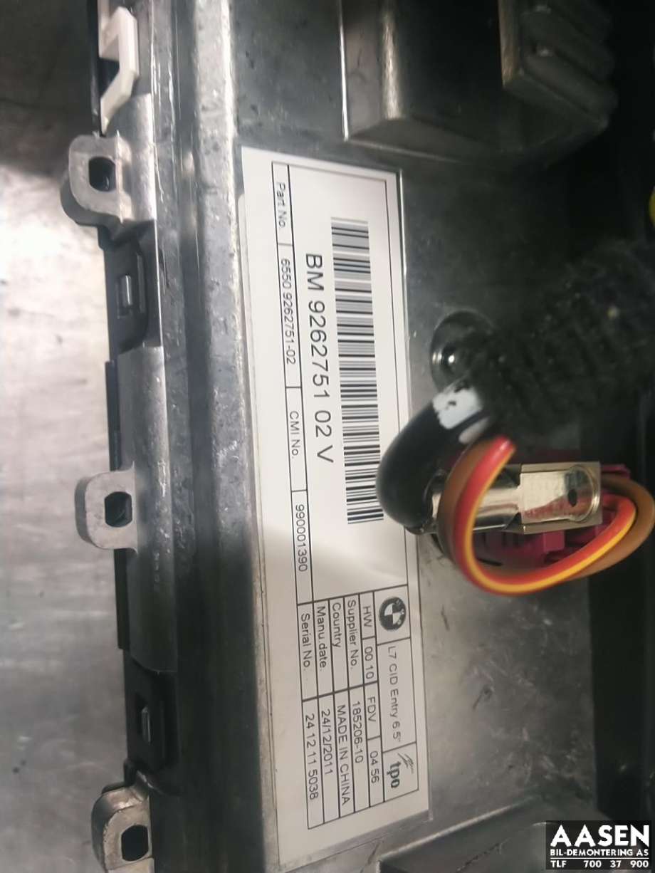 Bilstereo navigasjon skjerm til BMW 1-Serie 2011-2015 (Fase 1) (F20/F21) (F20/F21) (65 50 9 270 391|)