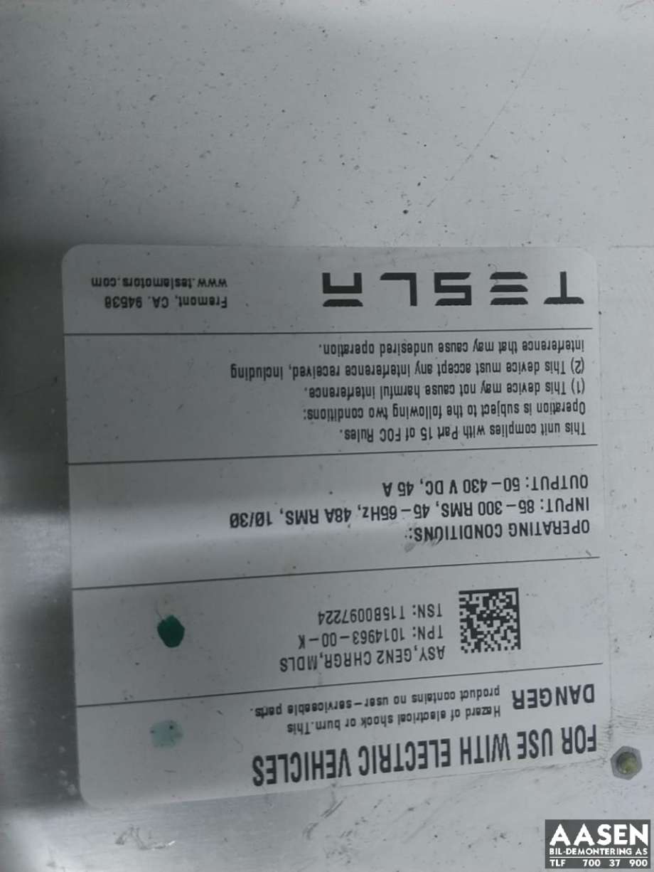 Batterilader (OBC - On Board Charger) til Tesla Model S 2013-2016 (Fase 1) (1014963-00-K|)