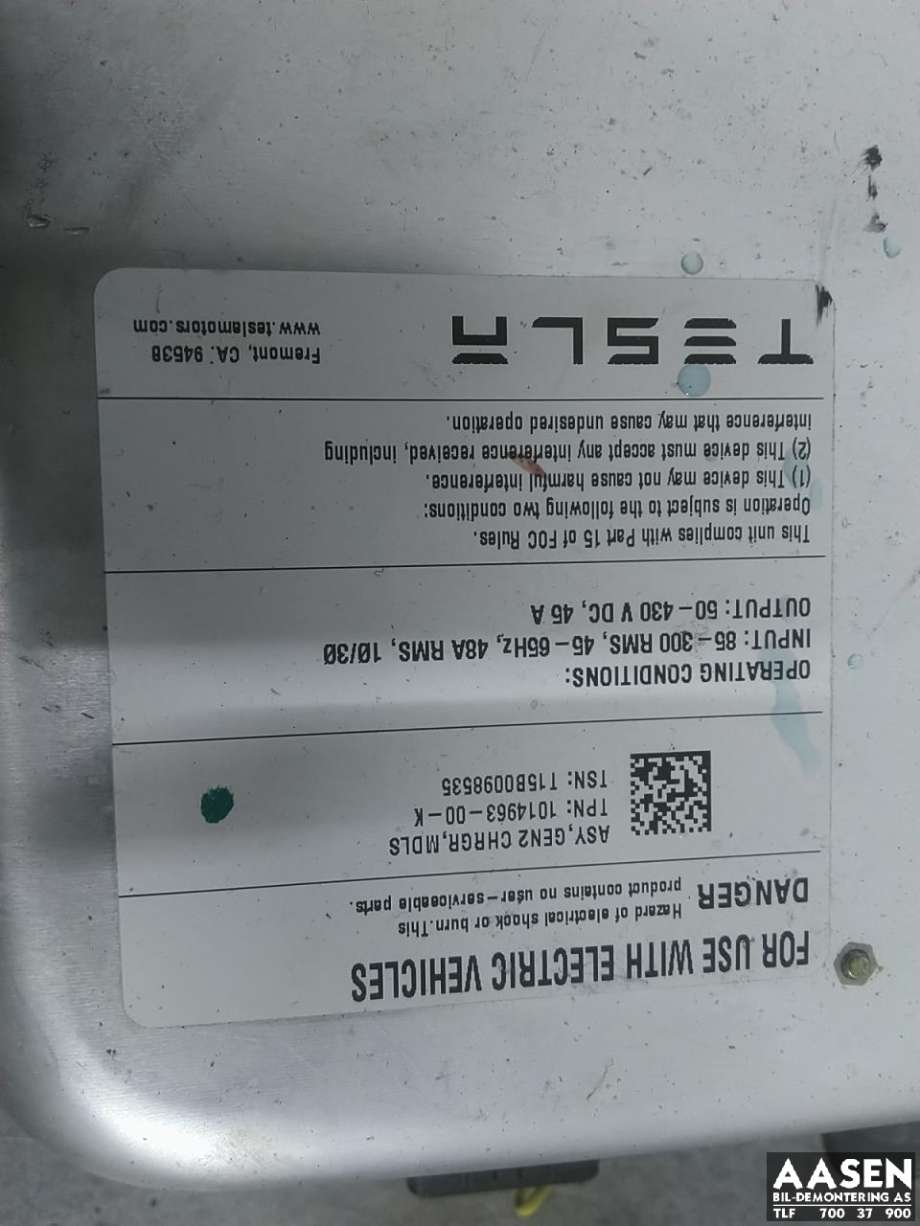 Batterilader (OBC - On Board Charger) til Tesla Model S 2013-2016 (Fase 1)  (1014963-00-K|)