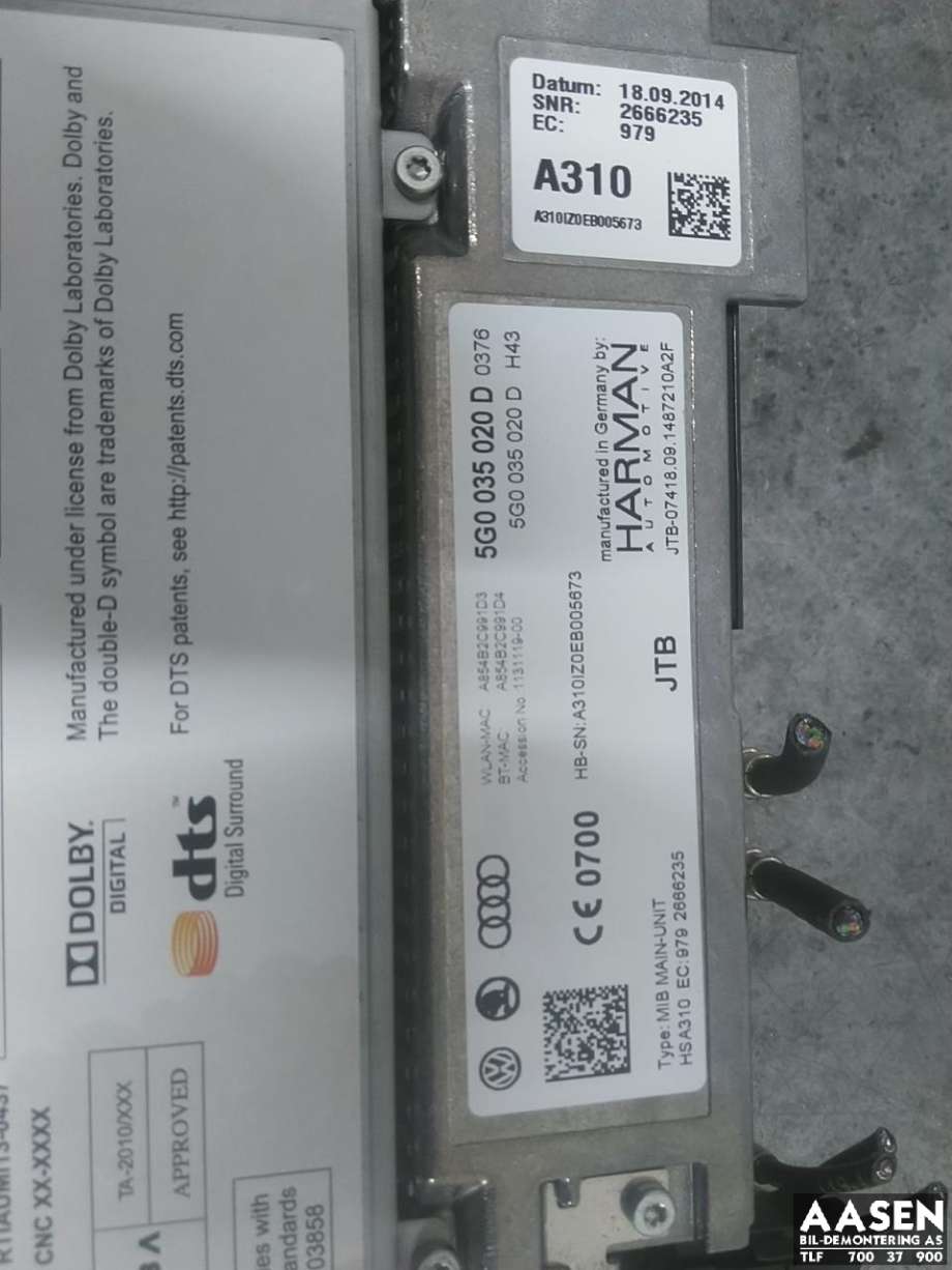 Bilstereo navigasjon spiller til VW e-Golf 2014-2017 (Fase 1)  