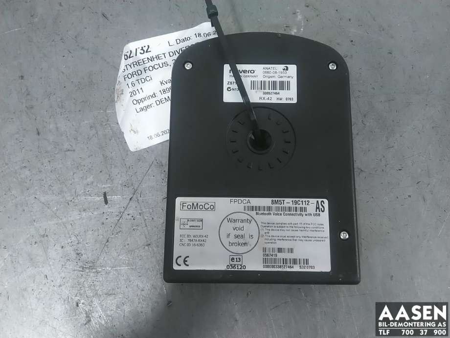 Styreenhet bluetooth til Ford Focus, 2011-2014 (Type III, Fase 1)  (1806653)