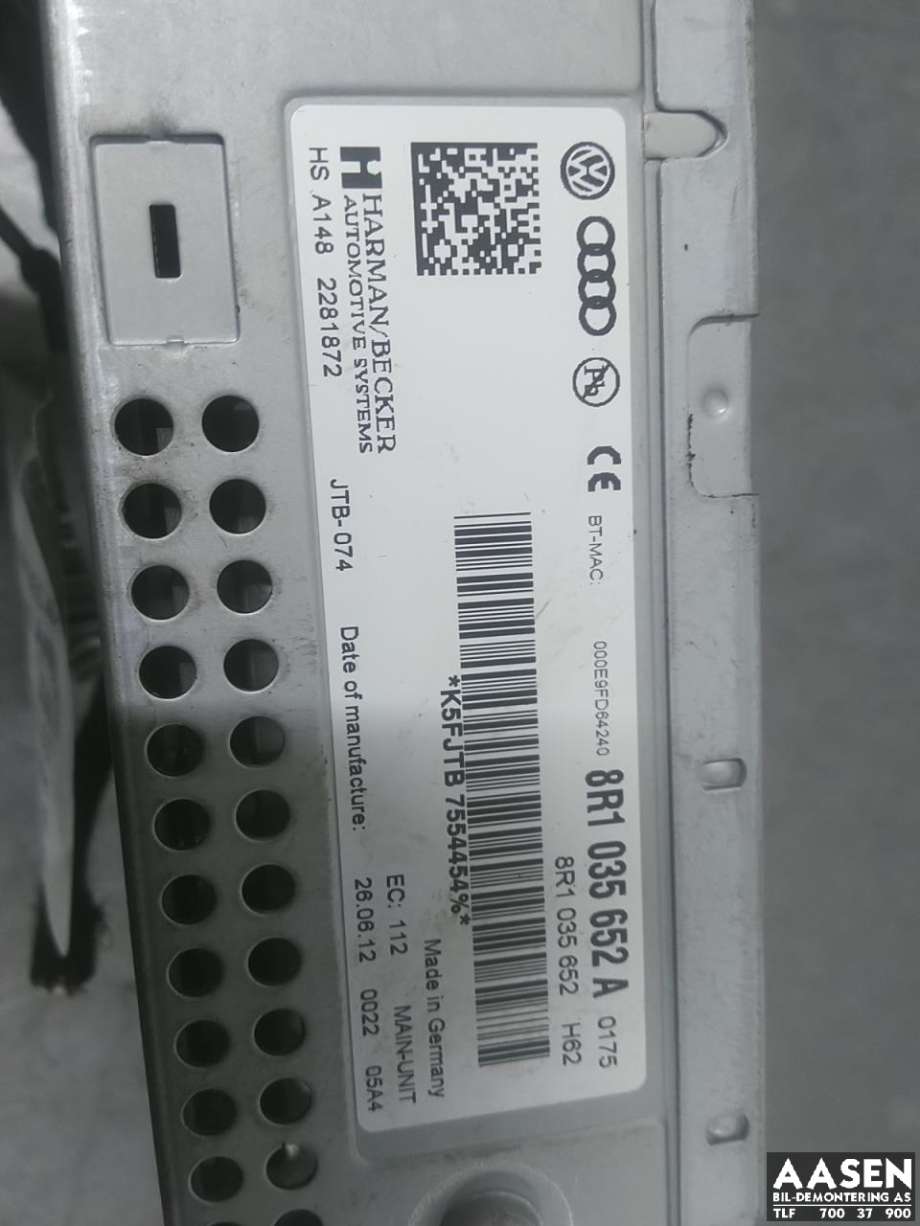 Bilstereo til Audi A4 2007-2014 (Type IV) (B8) (B8) (8R1 035 652 A|)