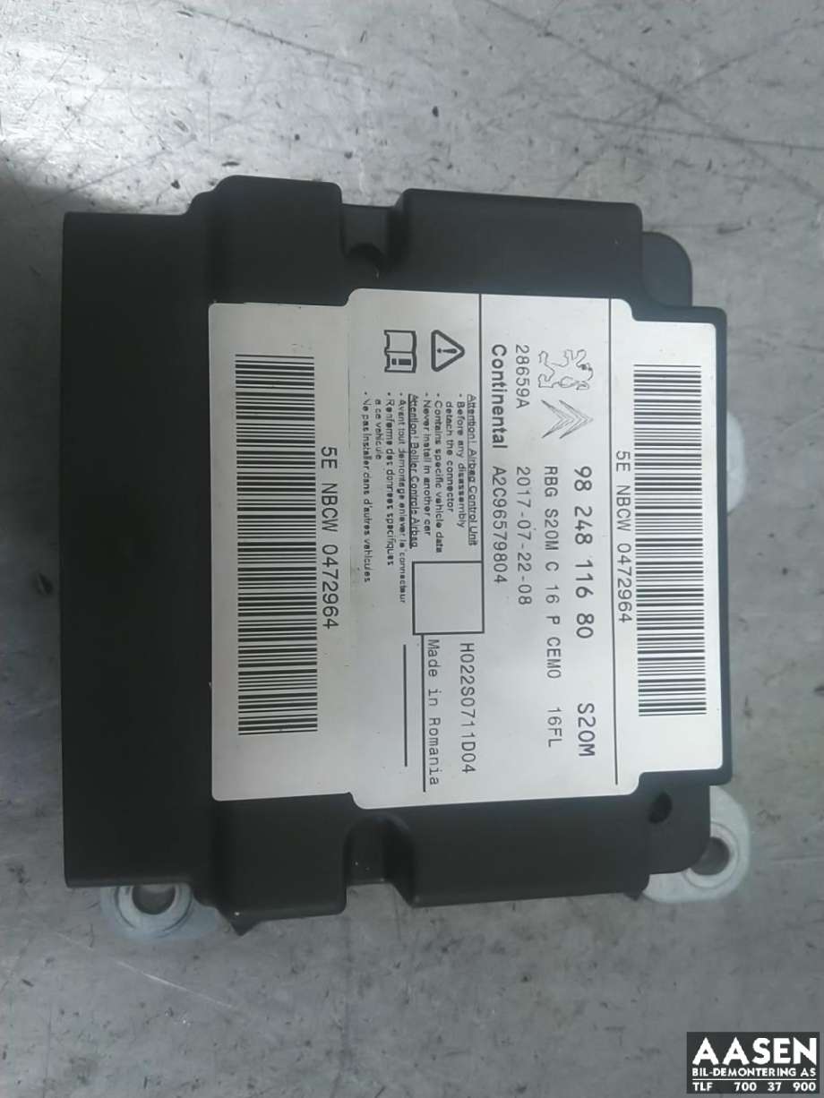 Airbag elektronikk til Peugeot 3008, 2016-->> (Type II)  (16 586 630 80)