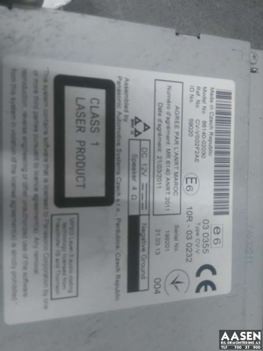 Bilstereo til Toyota Auris 2013-2015 (Type II, Fase 1)  