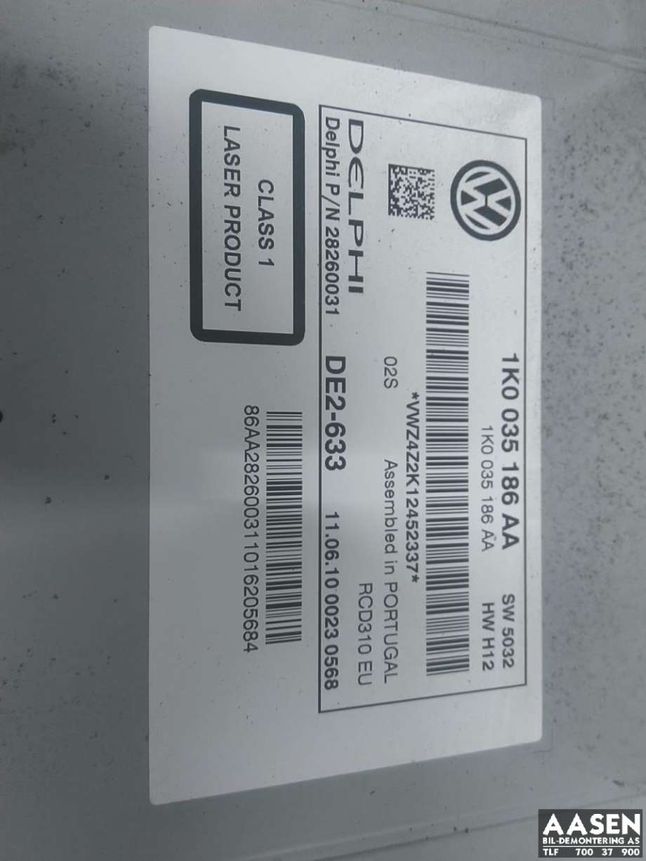 Bilstereo til VW Golf VI 2008-2012  (1K0 035 186 AA|1K0 057 187 AX|)