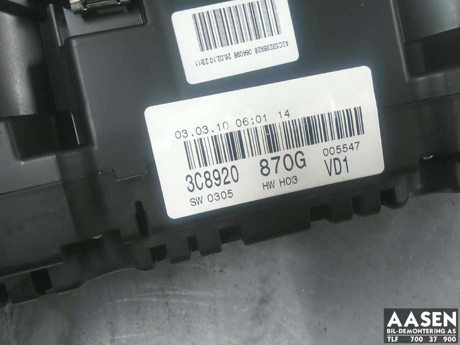 Instrumentpanel til VW CC 2008-2012 (PASSAT CC) (PASSAT CC) (3C8 920 870 G|3C8 920 870 GX|)