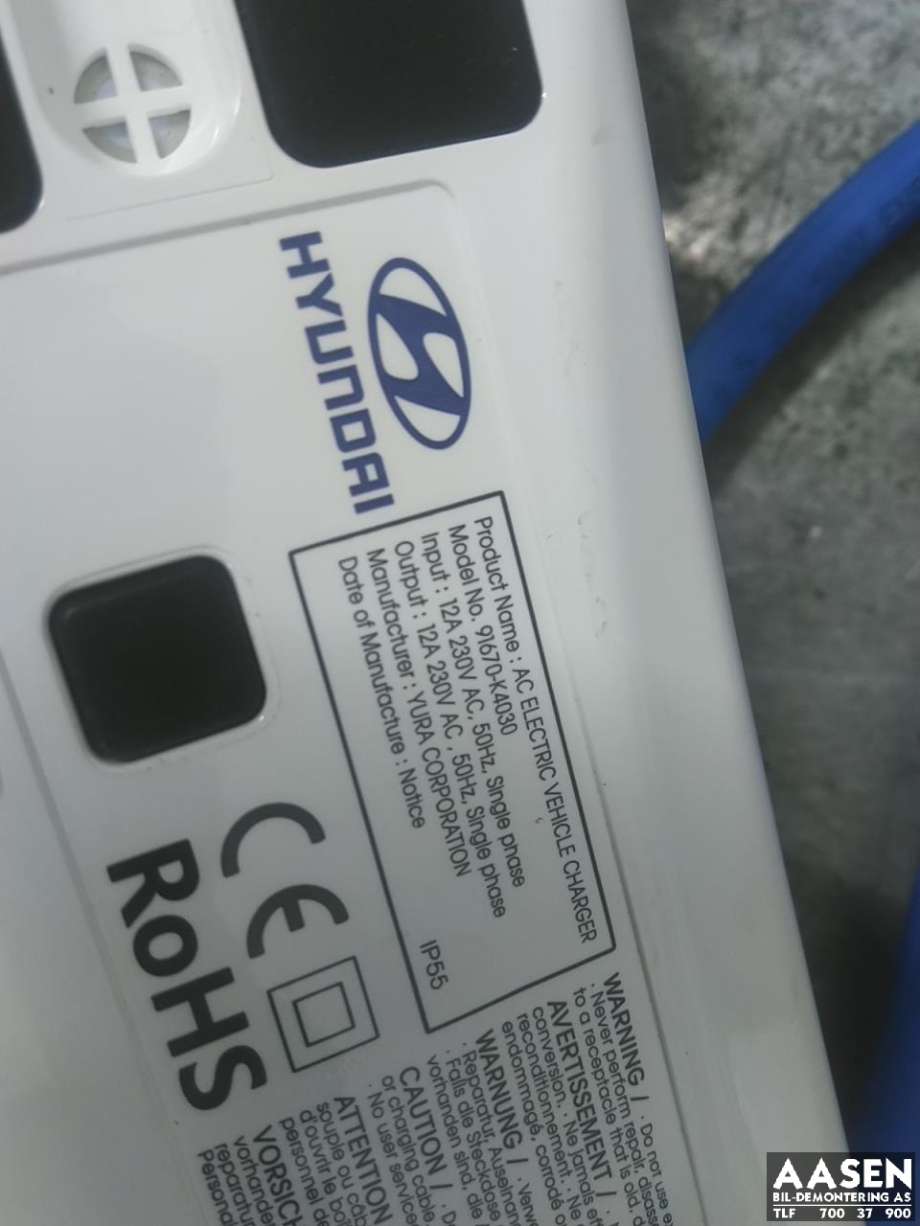 Batterilader kabel til Hyundai Ioniq Electric 2019-->> (Fase 2)  