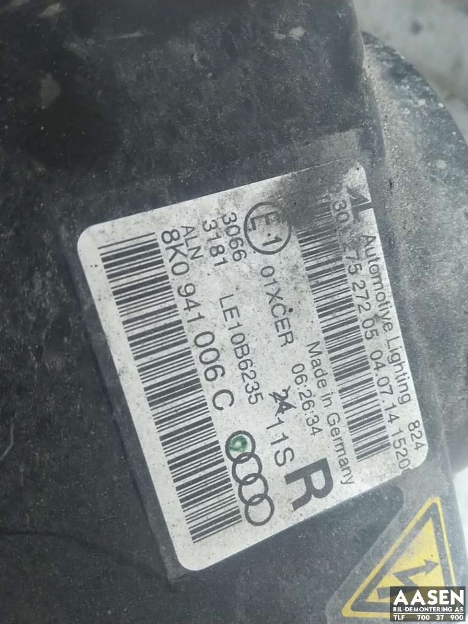 Frontlykt høyre xenon til Audi A4, Allroad 2009-2016 (Type I) (B8) (B8) (8K0 941 044 C|8K0 941 044 F|)
