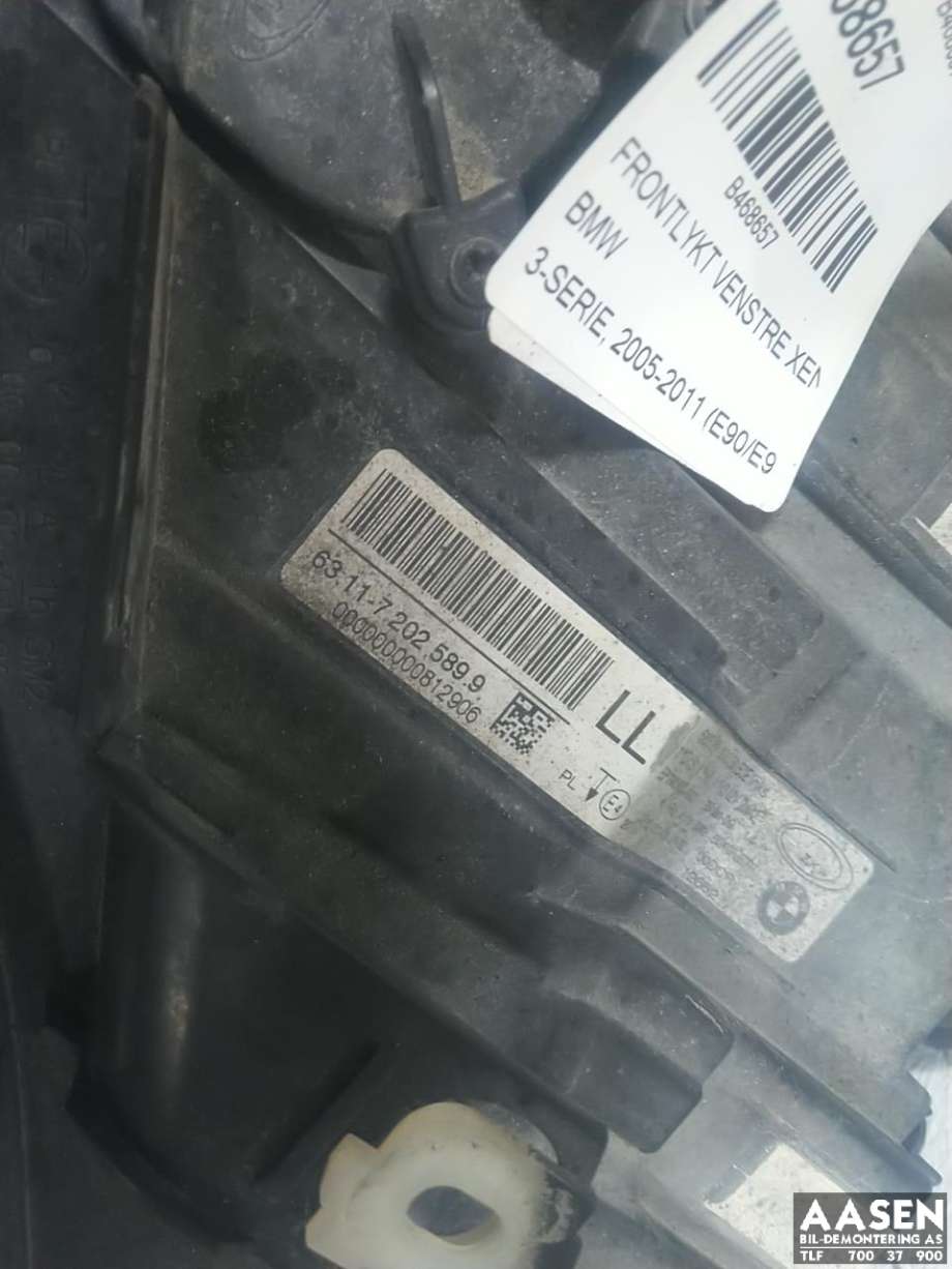 Frontlykt venstre xenon til BMW 3-Serie 2005-2011 (E90/E91/E92/E93) (E90/E91/E92/E93) (63 11 7 240 263|)