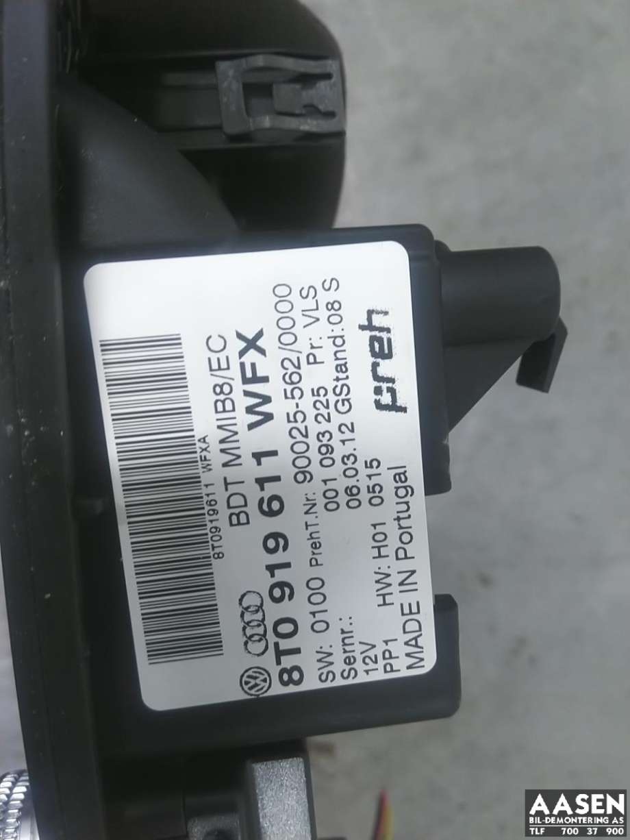 Bilstereo betjeningspanel til Audi A4 2007-2014 (Type IV) (B8) (B8) (8T0 919 611|)