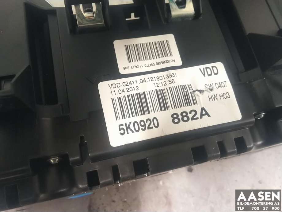 Instrumentpanel til VW Golf VI 2008-2012  (5K0 920 882 A|5K0 920 882 AX|)