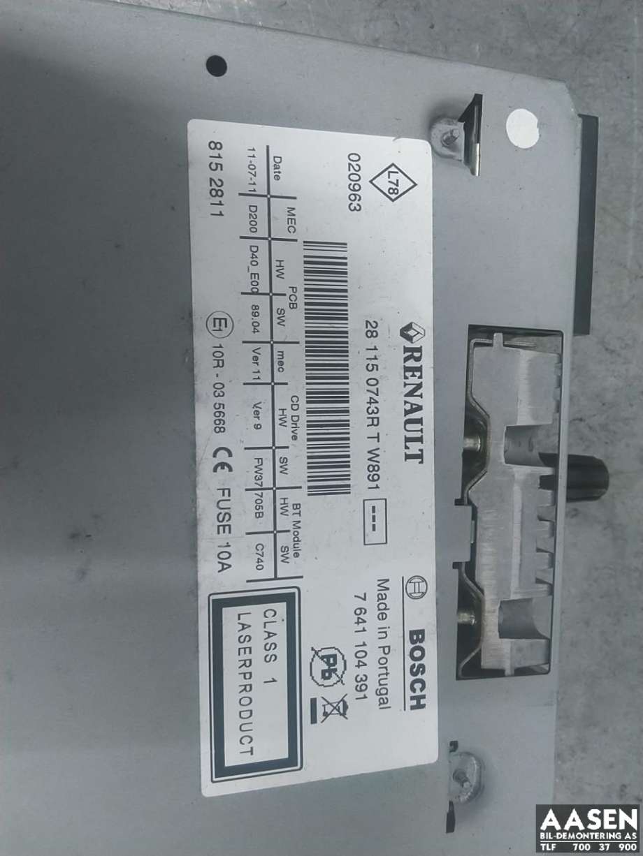 Bilstereo til Renault Megane 2009-2016 Type III  