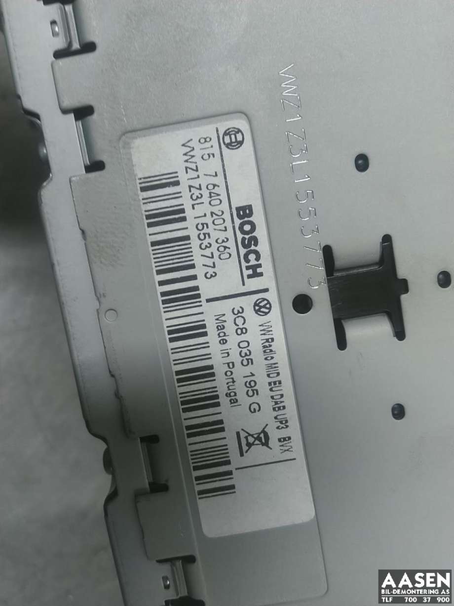 Bilstereo til VW Golf VI 2008-2012  (3C8 035 195 G|)
