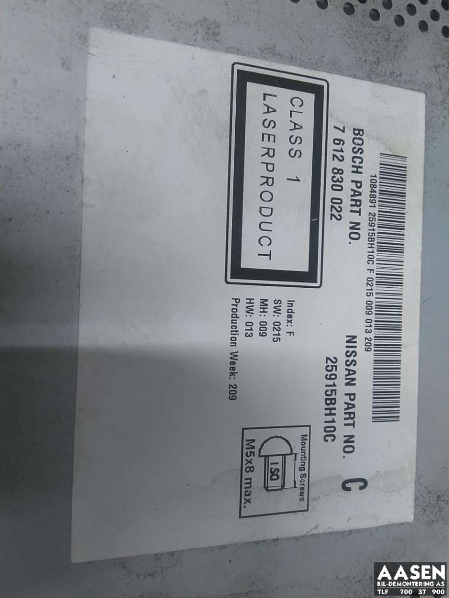 Bilstereo til Nissan Qashqai 2007-2010 (Type I, Fase 1) (7612830022|)