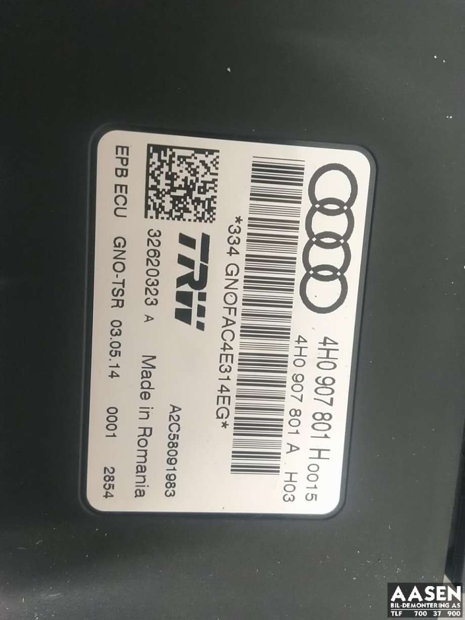 Styreenhet elektrisk parkbrems (EPB - Electric Parking Brake) til Audi RS6 2013-2018  (4H0 907 801 H|)