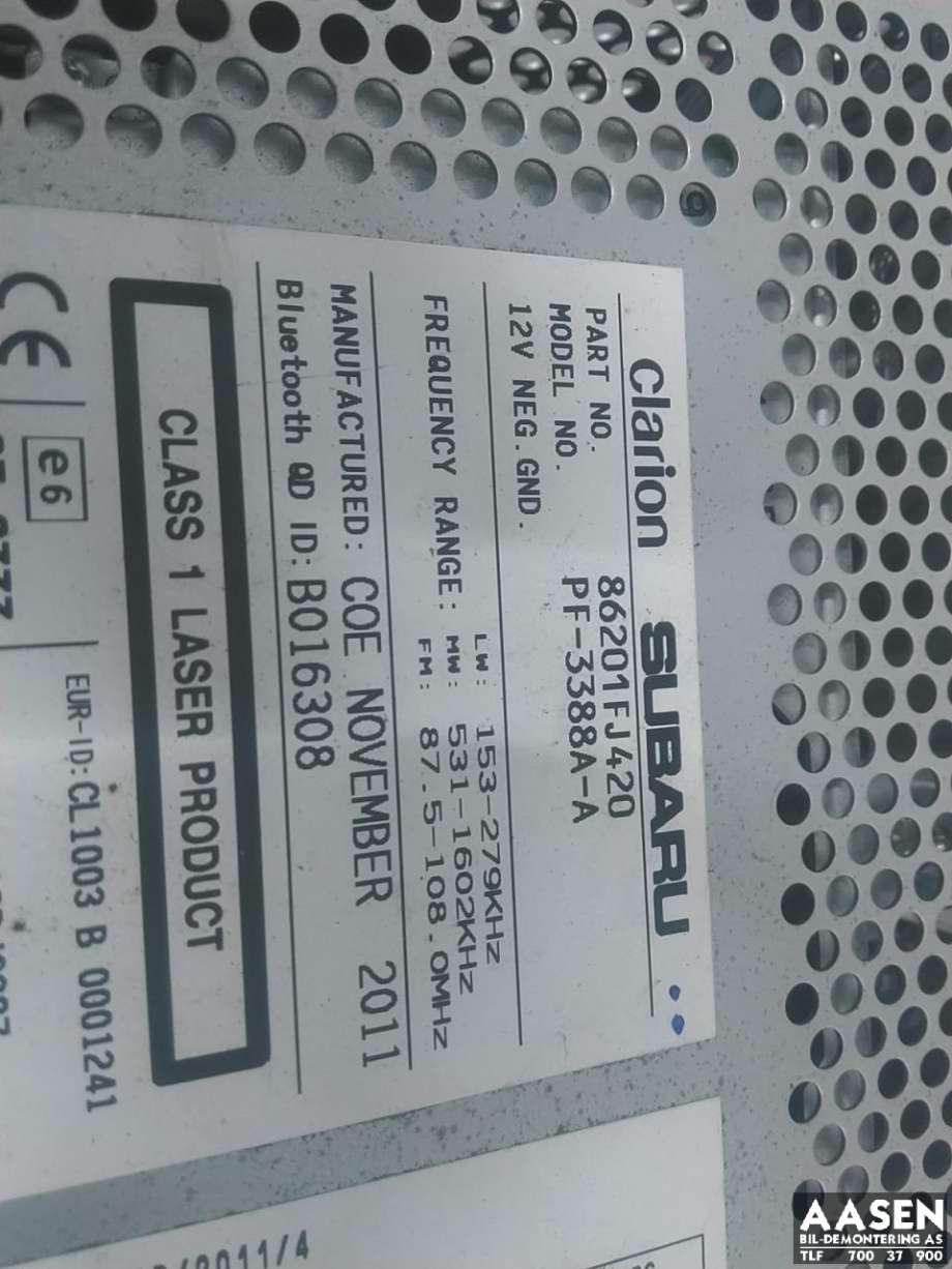 Bilstereo til Subaru XV 2012-2017 (Type I)  