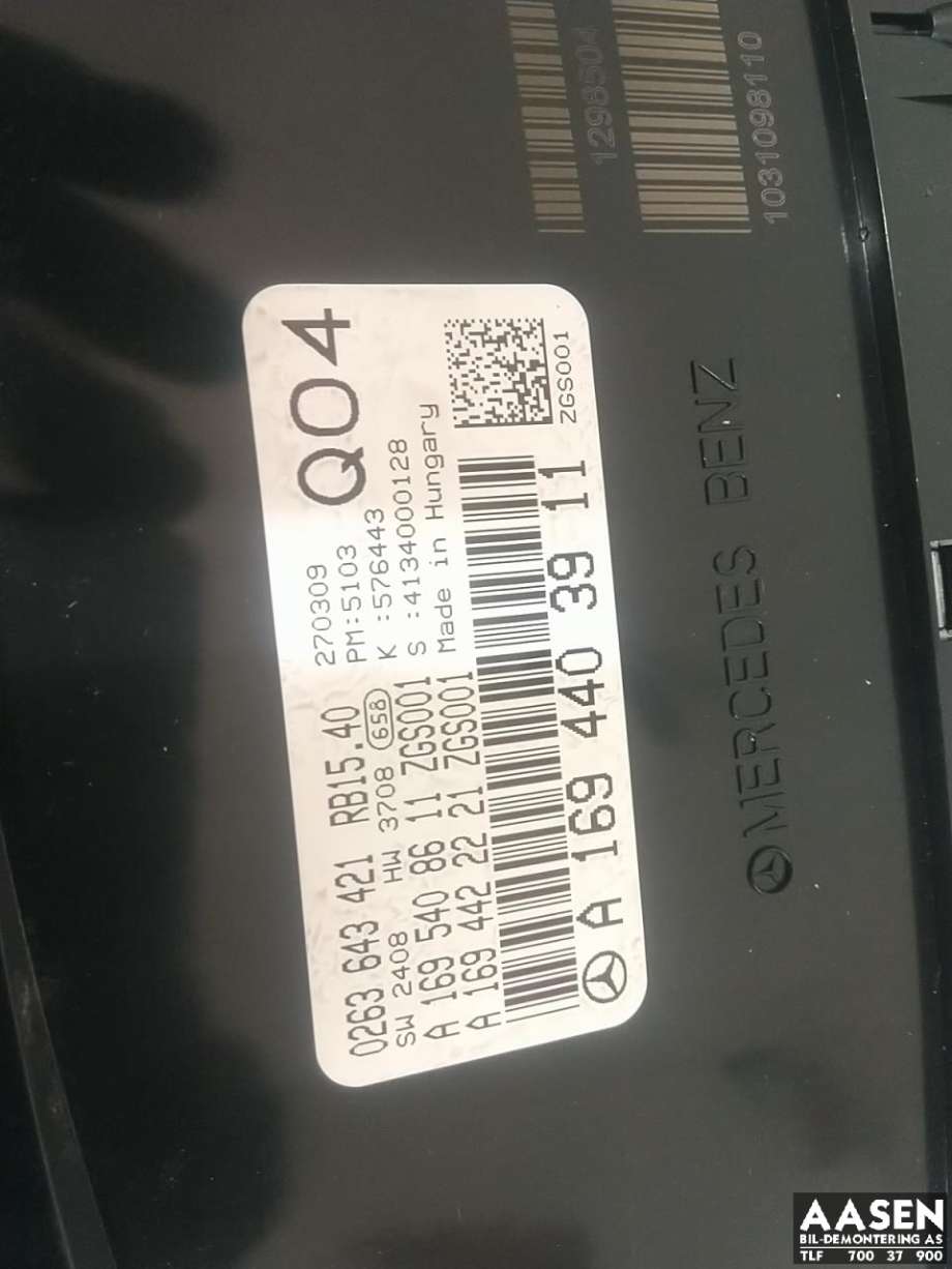 Instrumentpanel til Mercedes B-Klasse 2008-2011 (Fase 2) (W245) (W245) 