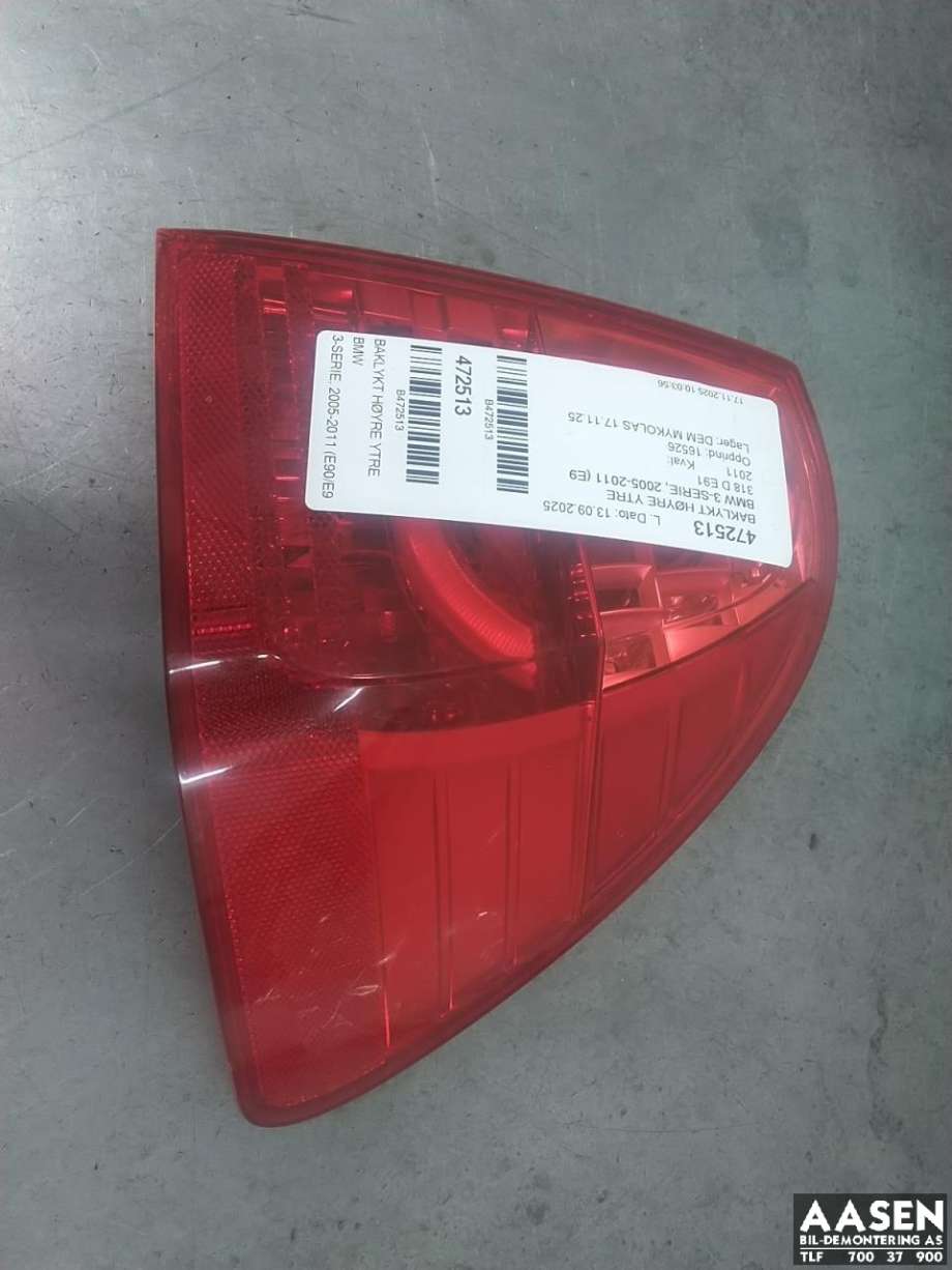 Baklykt høyre ytre til BMW 3-Serie 2005-2011 (E90/E91/E92/E93) (E90/E91/E92/E93) (63 21 7 289 432|)