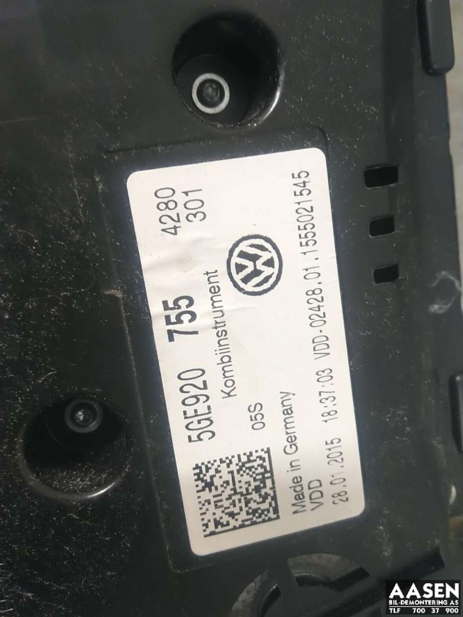 Instrumentpanel til VW e-Golf 2014-2017 (Fase 1)