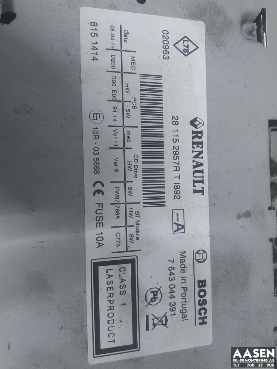 Bilstereo til Opel Vivaro A 2006-2014 (93865154|93454543|)