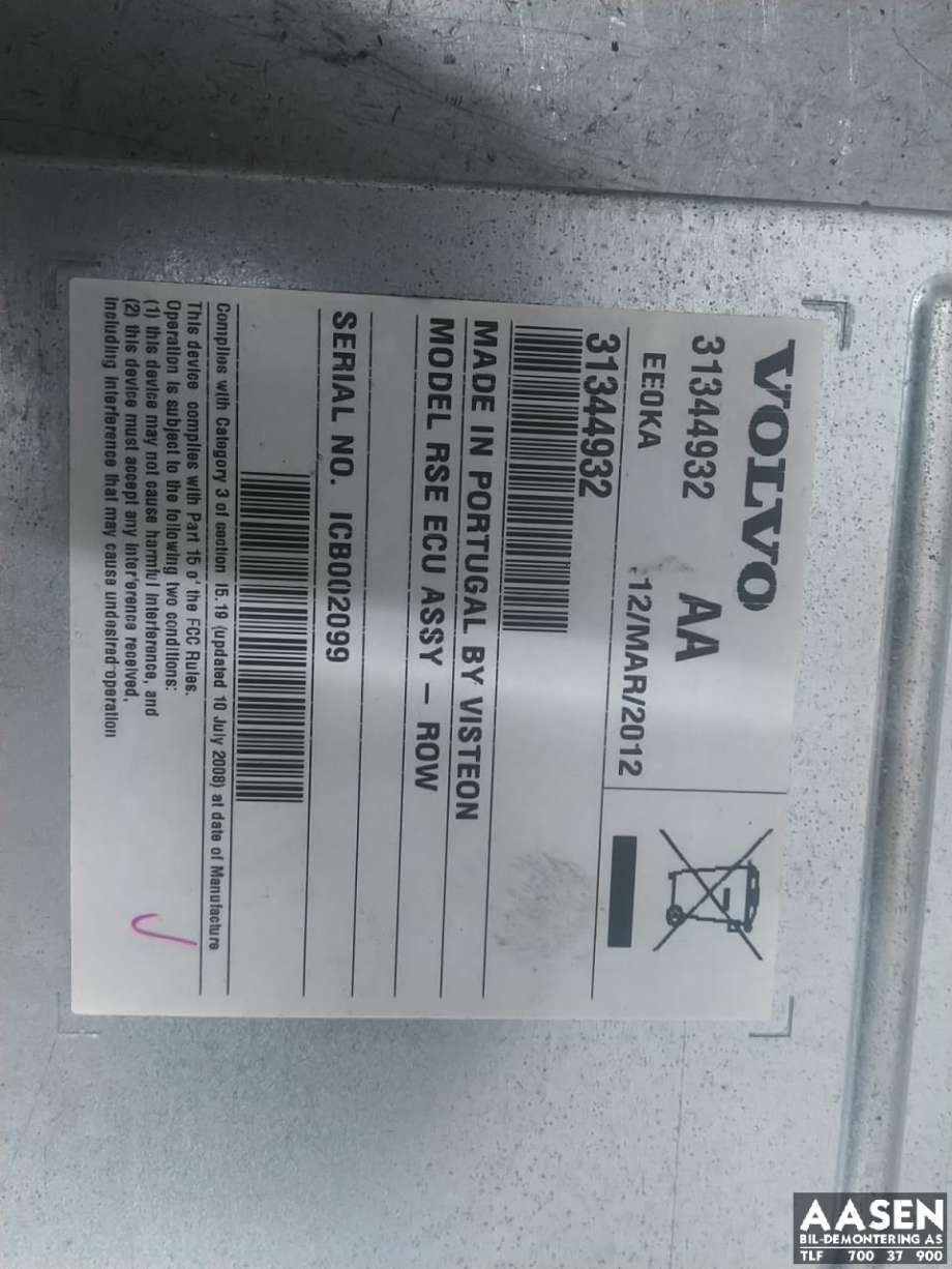 Styreenhet diverse til Volvo V70 2007-2013 (Type III, Fase 1)  