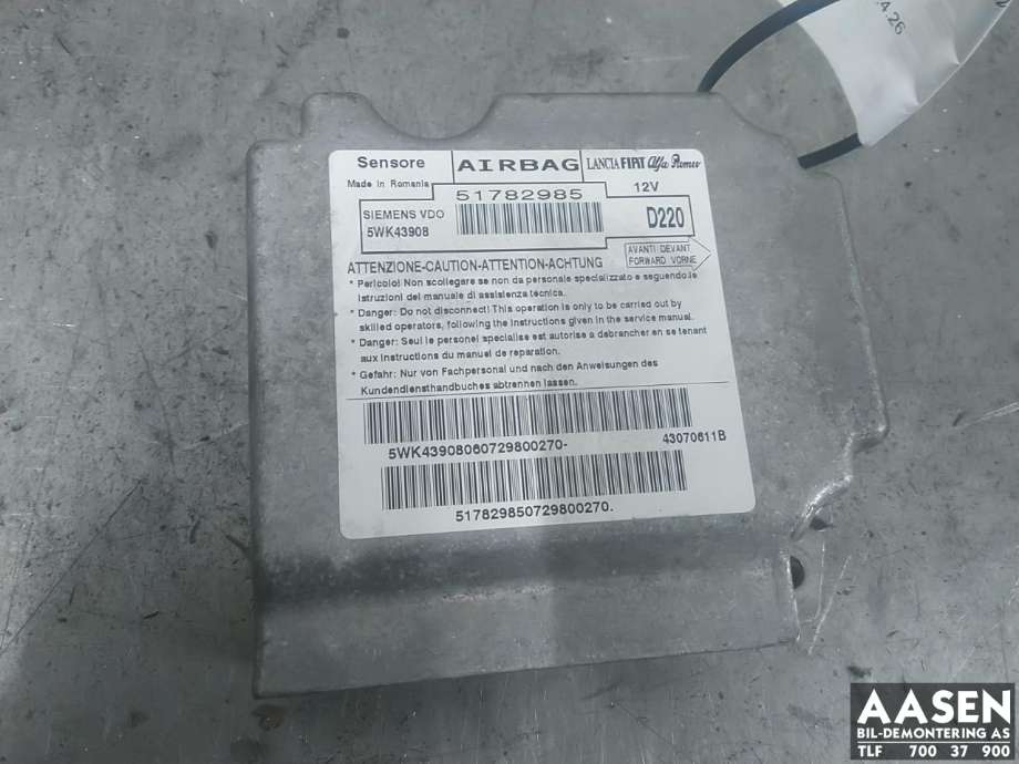 Airbag elektronikk til Fiat 500, 2008-2020  