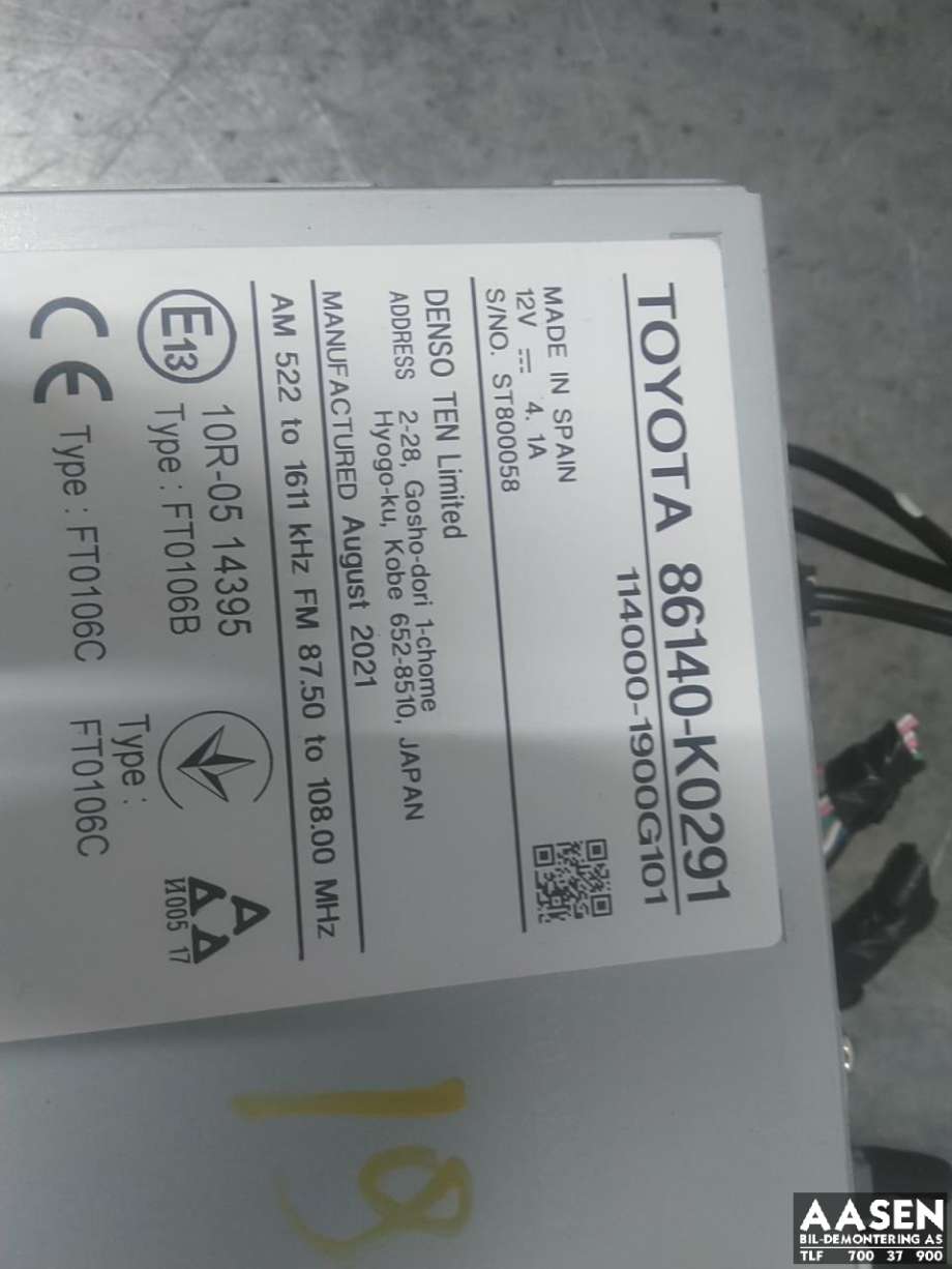 Bilstereo navigasjon skjerm til Toyota Yaris Cross (SUV) 2021-->>  (86140K0291|)