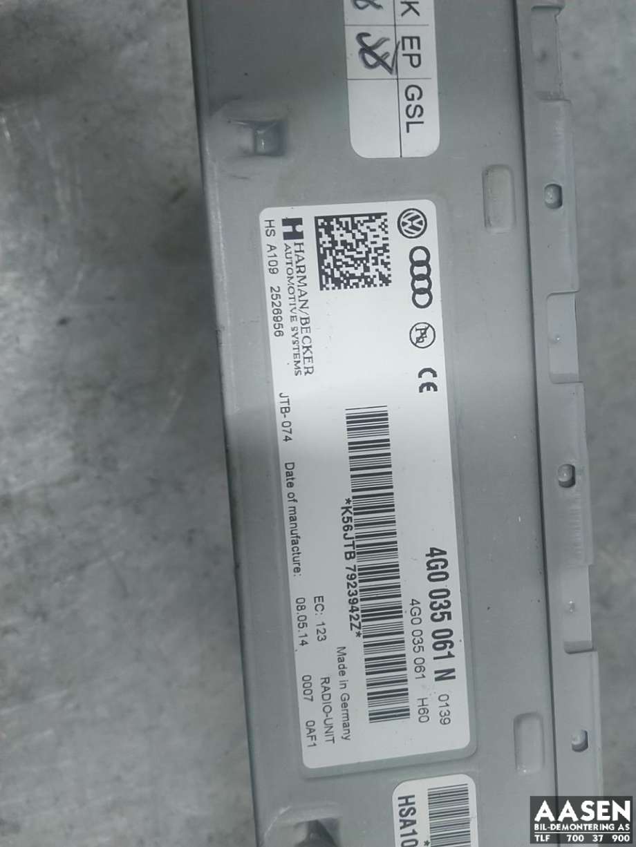 Bilstereo til Audi RS6 2013-2018 (4G0 035 061 N|)