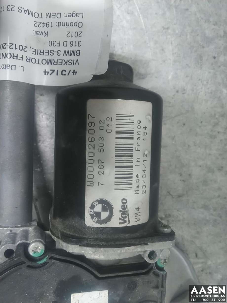 Viskermotor frontrute komplett m/overføring til BMW 3-Serie 2012-2018 (F30/F31/F34) (F30/F31/F34) (61 61 7 260 488|)