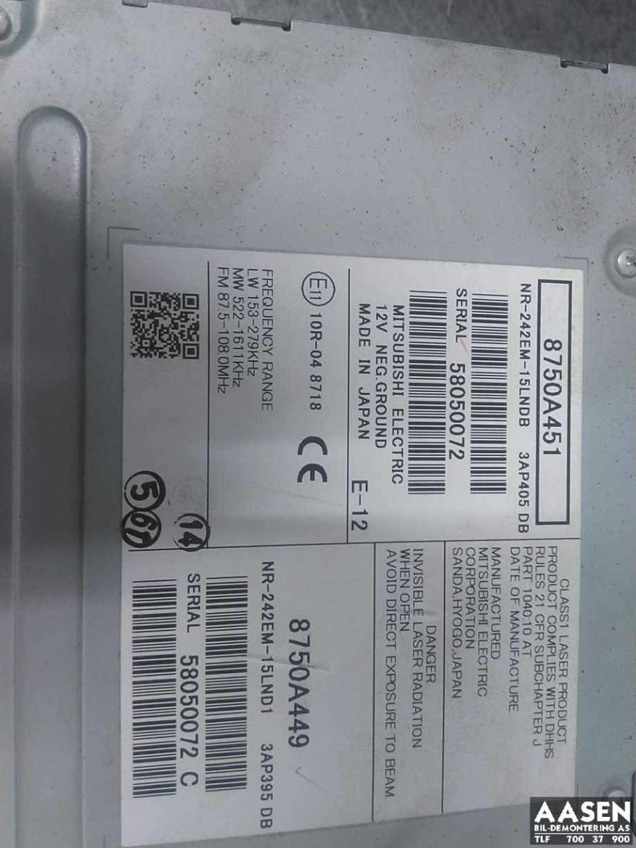 Bilstereo til Mitsubishi L200 2015-2019 (Type V, Fase 1)  
