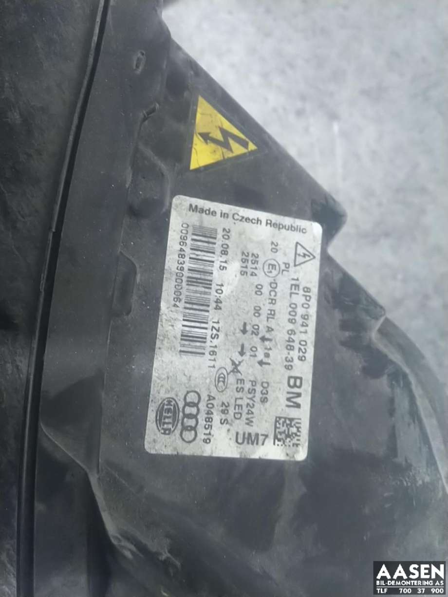 Frontlykt venstre xenon til Audi A3 2009-2012 (Type II, Fase 2)
