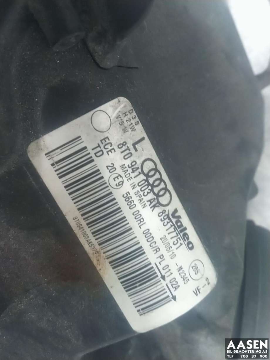 Frontlykt venstre xenon til Audi A5 2007-2016 (Type I) (8T0 941 029 AK|)
