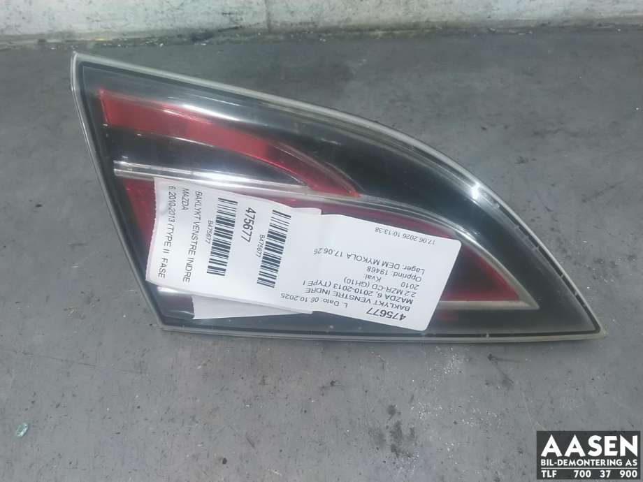 Baklykt venstre indre til Mazda 6 2010-2013 (Type II, Fase 2) (GS2B513G0F|)