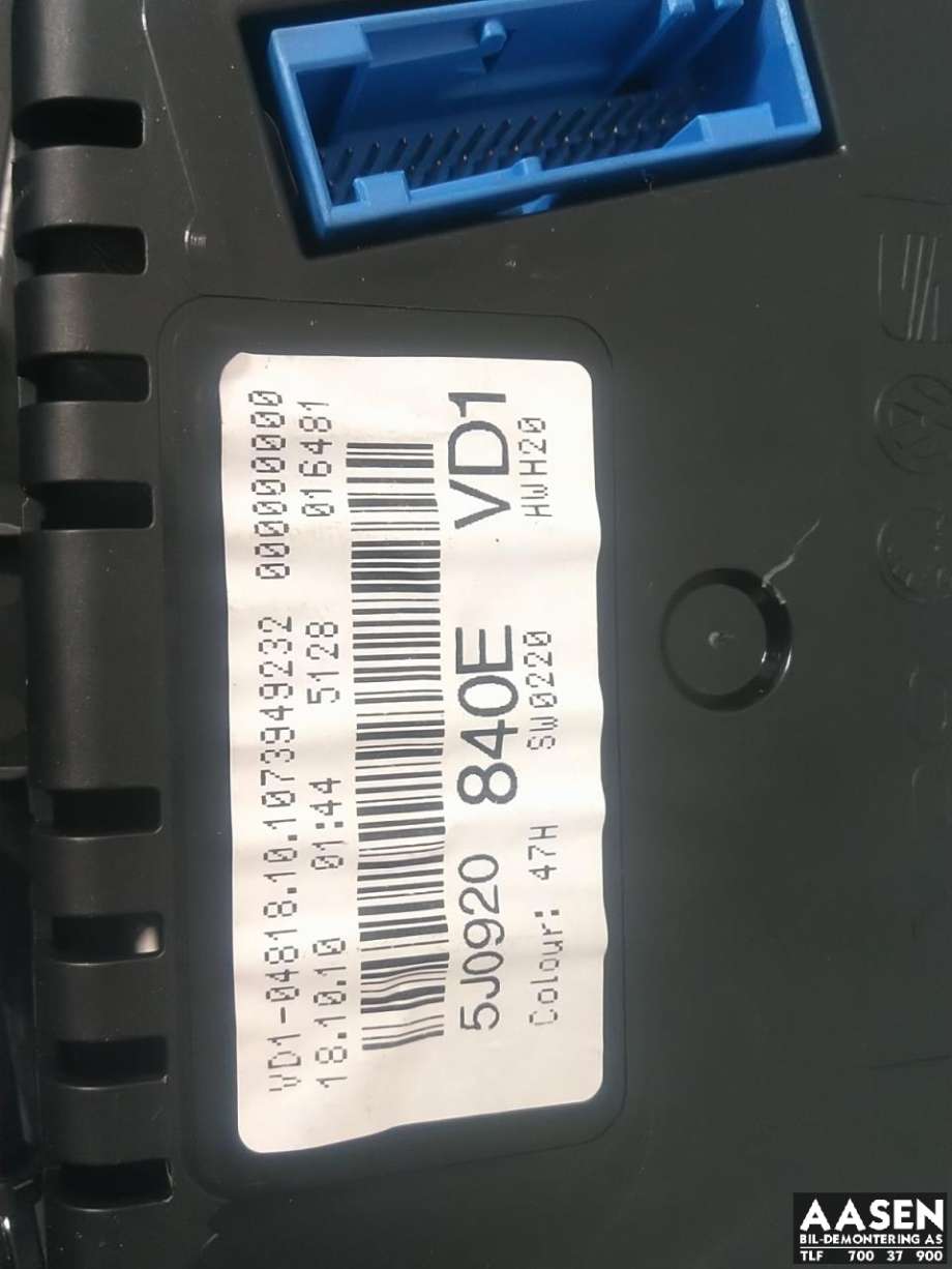 Instrumentpanel til Škoda Fabia 2010-2014 (Type II, Fase 2) (5J0 920 840 E|)