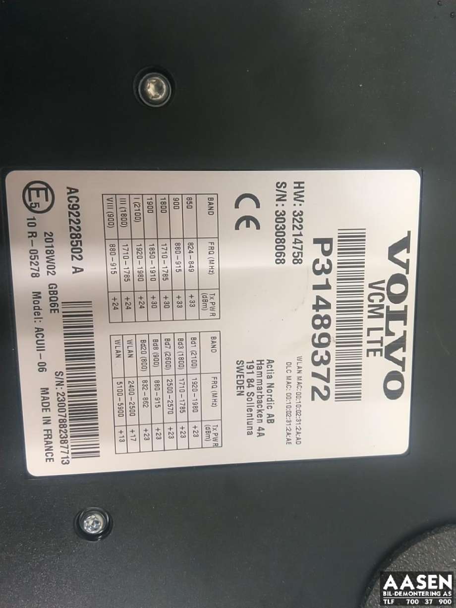 Styreenhet diverse til Volvo XC90 2015-2025 (Type II) (31676625|)