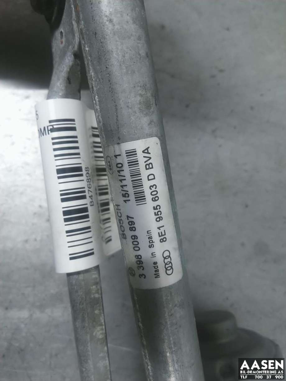 Viskermotor frontrute komplett m/overføring til Audi A4 2001-2004 (Type II) (B6) (B6) (8E1 955 603 D|8E1 955 119|)