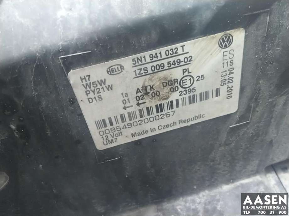Frontlykt høyre xenon til VW Tiguan 2007-2011 (Type I, Fase 1)  (5N1 941 040 R|)