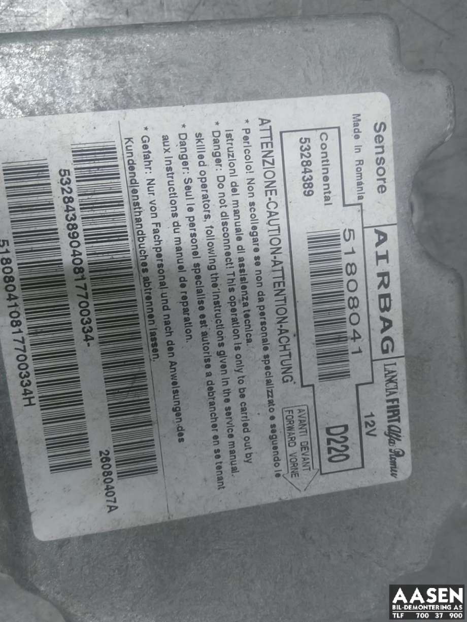 Airbag elektronikk til Lancia Delta 2008-2015