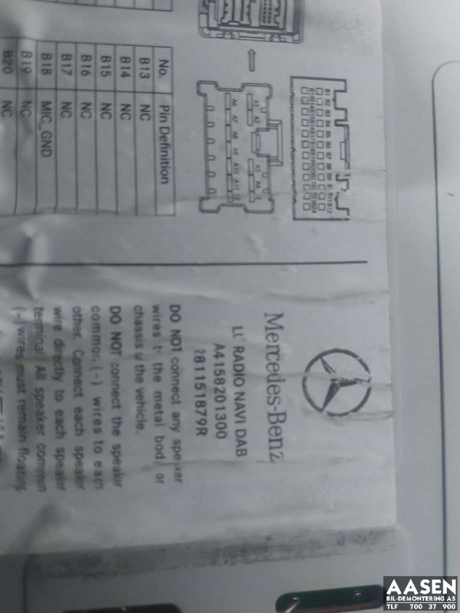 Bilstereo til Mercedes Citan 2012-2021 (W415) (W415) (A 415 820 13 00|)