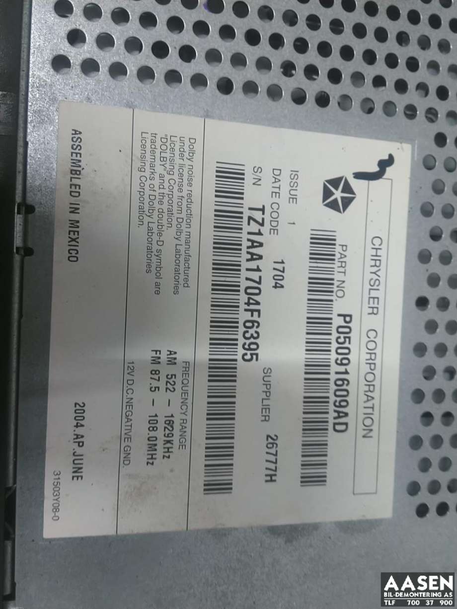 Bilstereo til Dodge Ram 2003-2008 (Type III) (P05091609AD|)