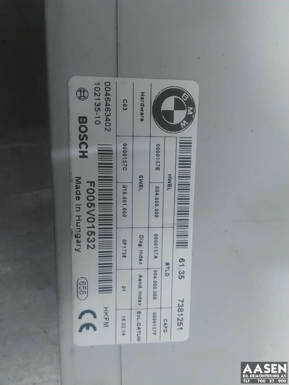 Styreenhet diverse til BMW 3-Serie 2012-2018 (F30/F31/F34) (F30/F31/F34) 