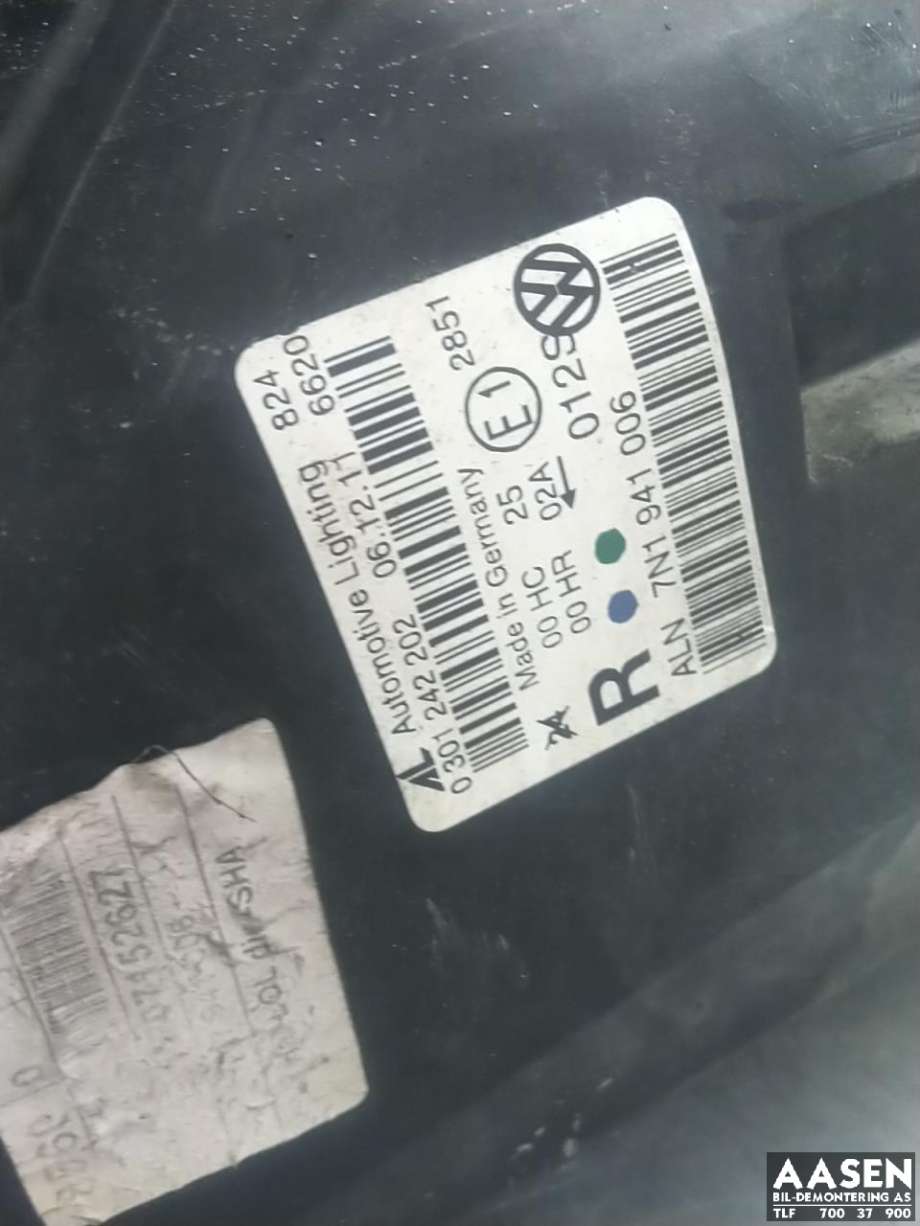 Frontlykt høyre halogen til VW Sharan 2010-->> (Type II)  