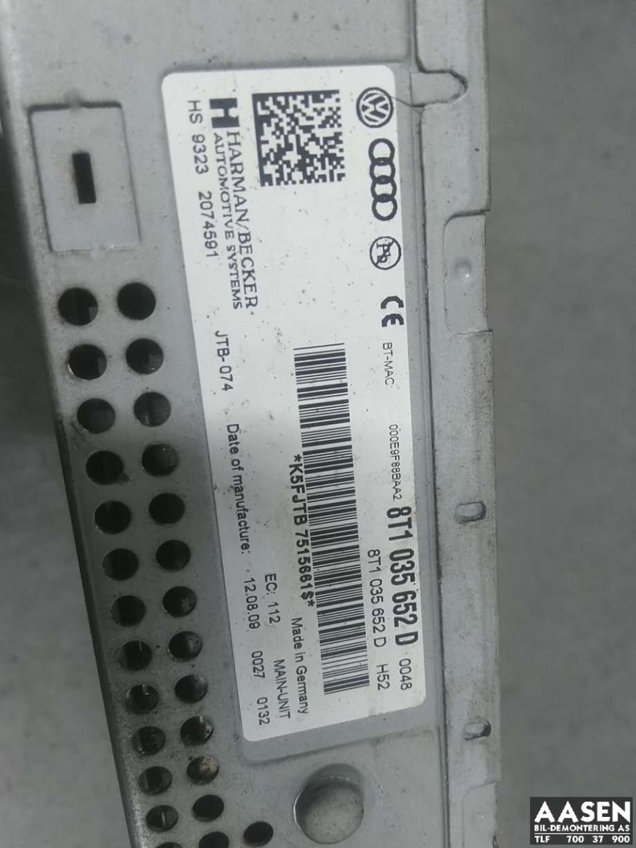 Bilstereo til Audi A4, Allroad 2009-2016 (Type I) (B8) (B8) (8T1 035 652 HX|8T1 035 652 D|)