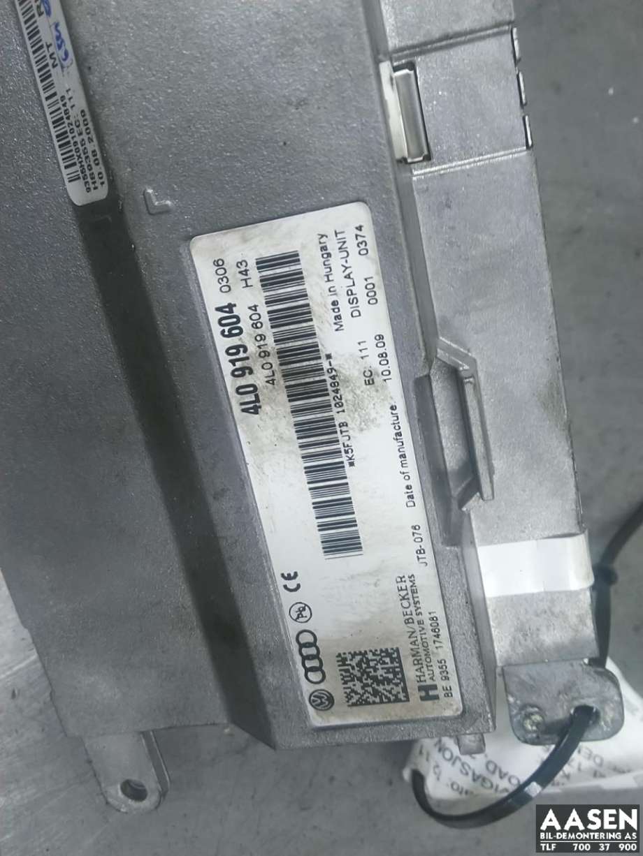 Bilstereo navigasjon skjerm til Audi A4, Allroad 2009-2016 (Type I) (B8) (B8) (8T0 919 604 A|8T0 919 604 B|)