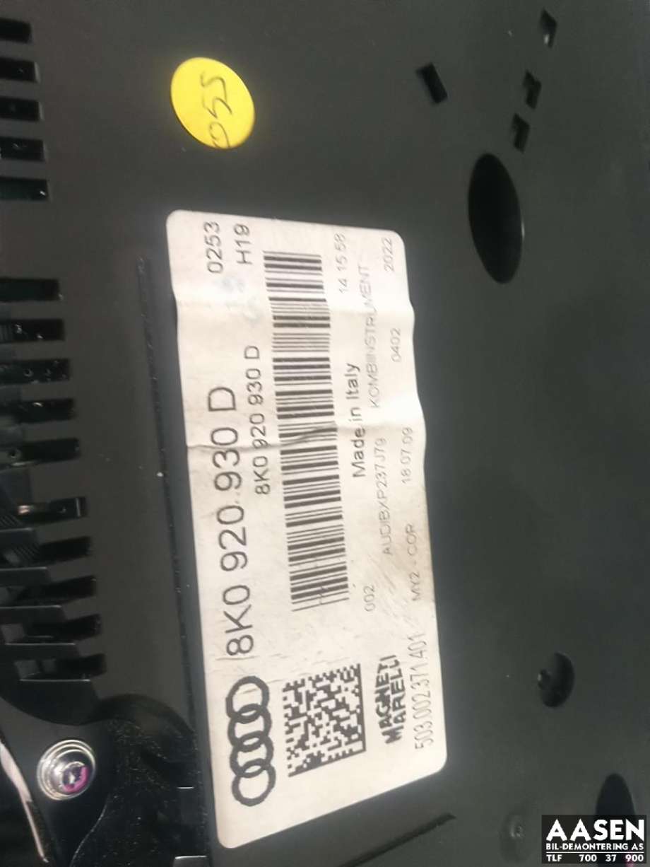 Instrumentpanel til Audi A4, Allroad 2009-2016 (Type I) (B8) (B8) (8K0 920 930 D|8K0 920 930 DX|)