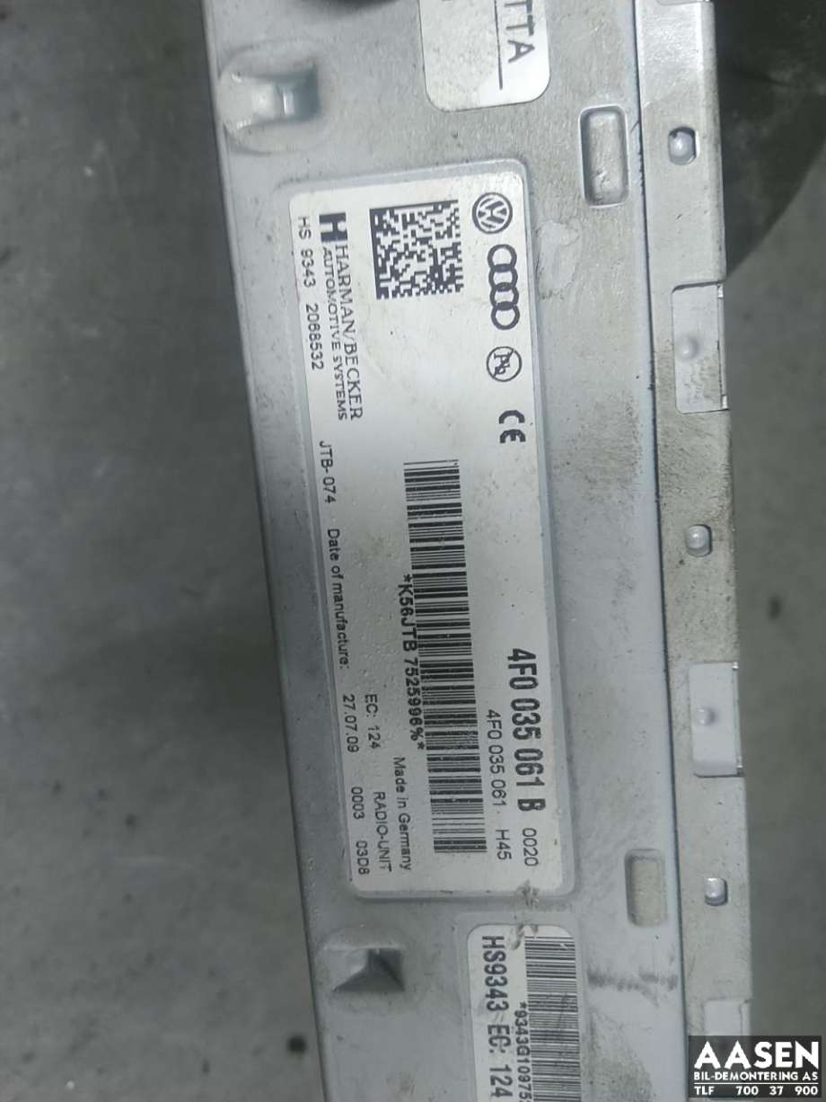 Bilstereo til Audi A4, Allroad 2009-2016 (Type I) (B8) (B8) (4G0 035 061 B|4G0 035 061 D|4G0 035 061 DX)